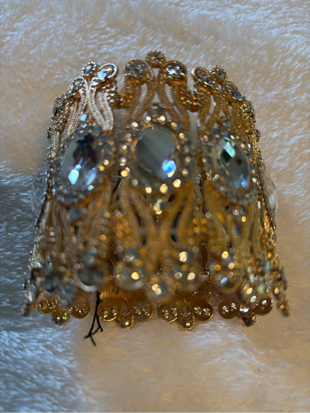 Natasha stretch Couture Gold Bracelet with Clear Crystal Accents